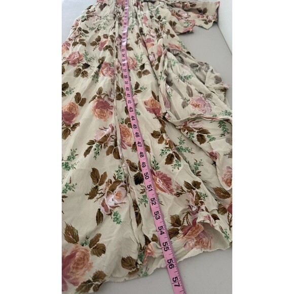 Zara Cream Floral Print Maxi Dress Women Size S Long Sleeve Romantic Flowy Boho - Picture 8 of 16